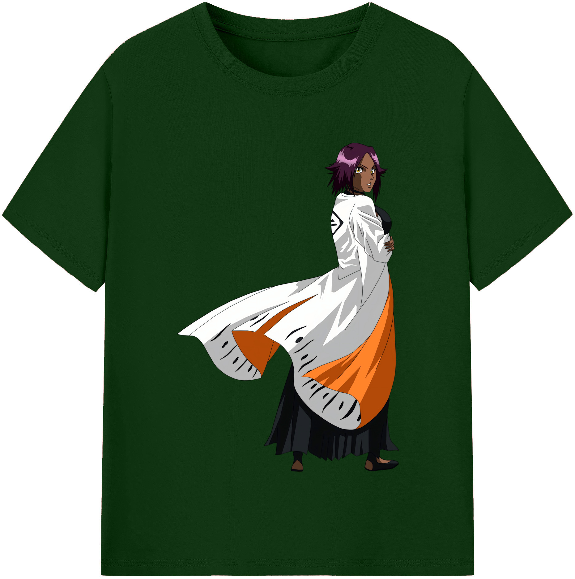 （画像用） ブリーチ 四楓院 夜一（しほういん よるいち） BLEACH Shihouin Yoruichi 綿100％半袖Tシャツ（フロントプリント）